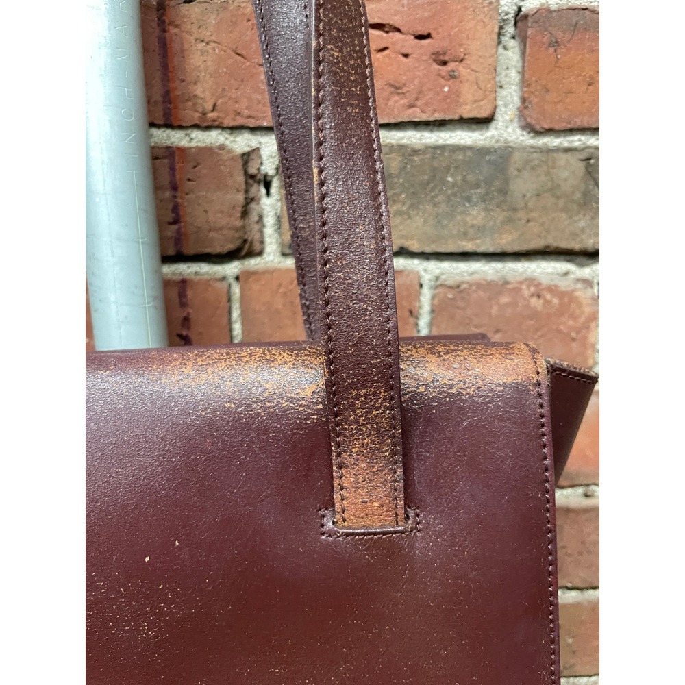 Missoni Leather Tote Bag Burgundy Textured Stitch Shoulder Purse Womens M VTG - Picture 9 of 16